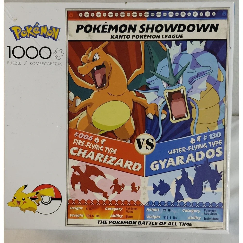 Pokemon Showdown Charizard vs Gyarados 1000pc Puzzle Buffalo Games Open Box